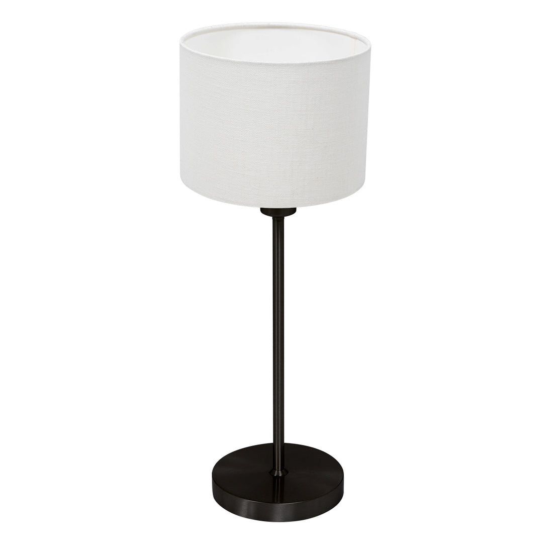 Noor 4425ZW table lamp – in black steel with a white linen lampshade