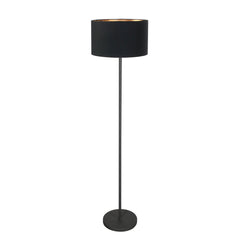 Noor 4436ZW floor lamp – black frame with black linen lampshade