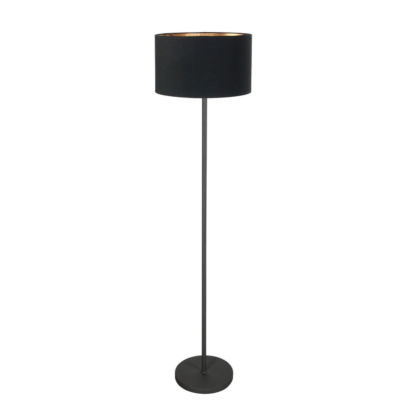Noor 4436ZW floor lamp – black frame with black linen lampshade