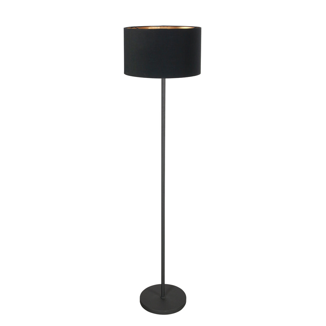 Noor 4436ZW floor lamp – black frame with black linen lampshade