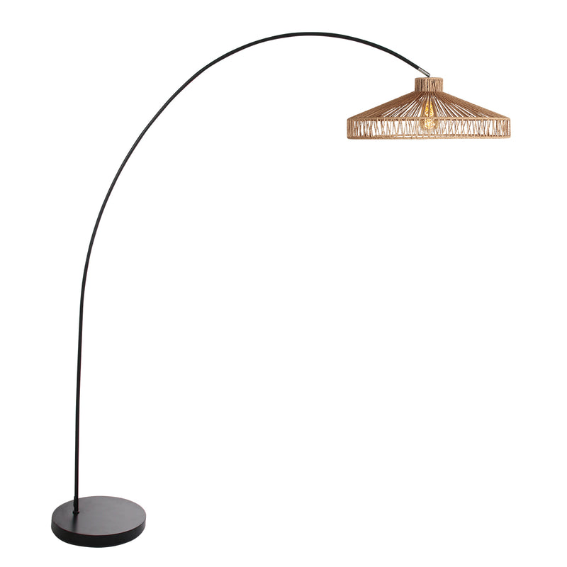 Solva 4469ZW floor lamp with black base and Twine lampshade
