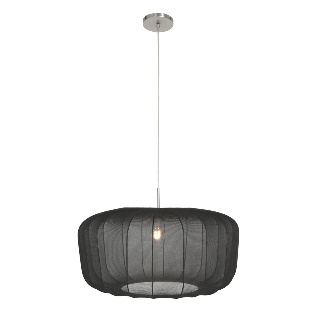 Black voile fabric pendant lamp shade, Ø 60 cm | Nébra
