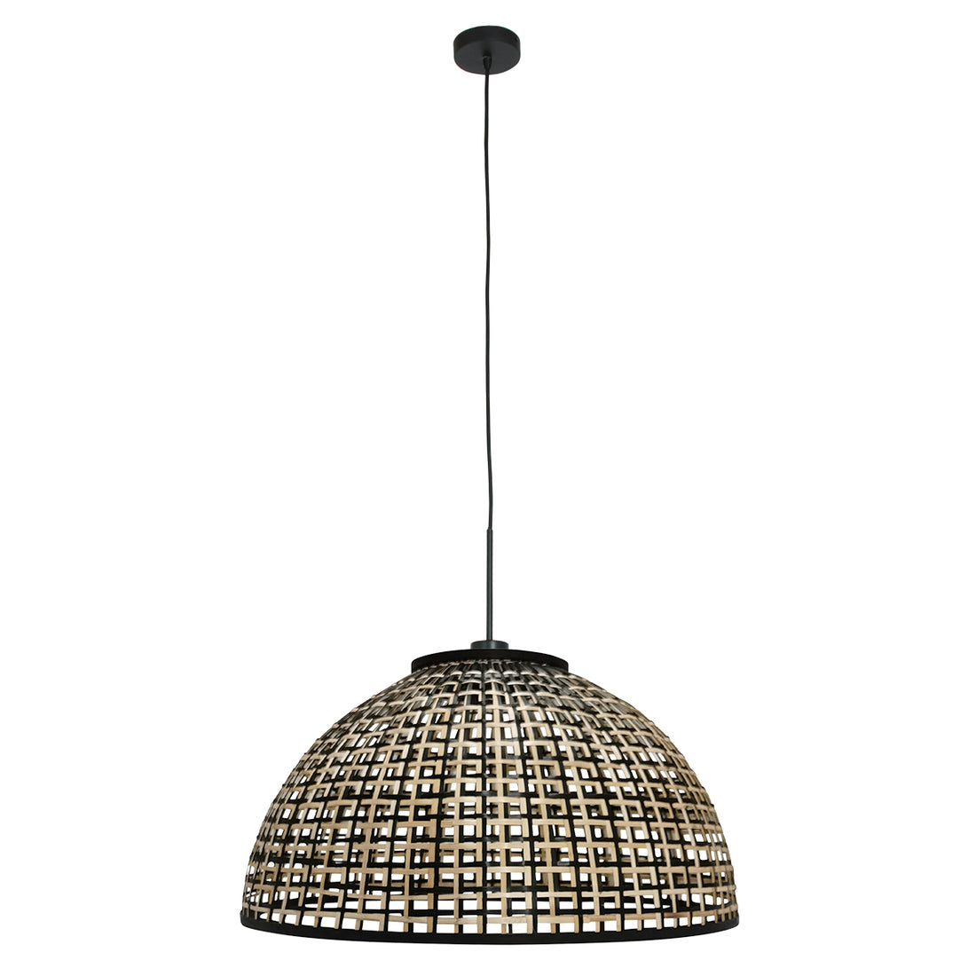 black woven bamboo dome pendant light Ø60, dining room | Sempa