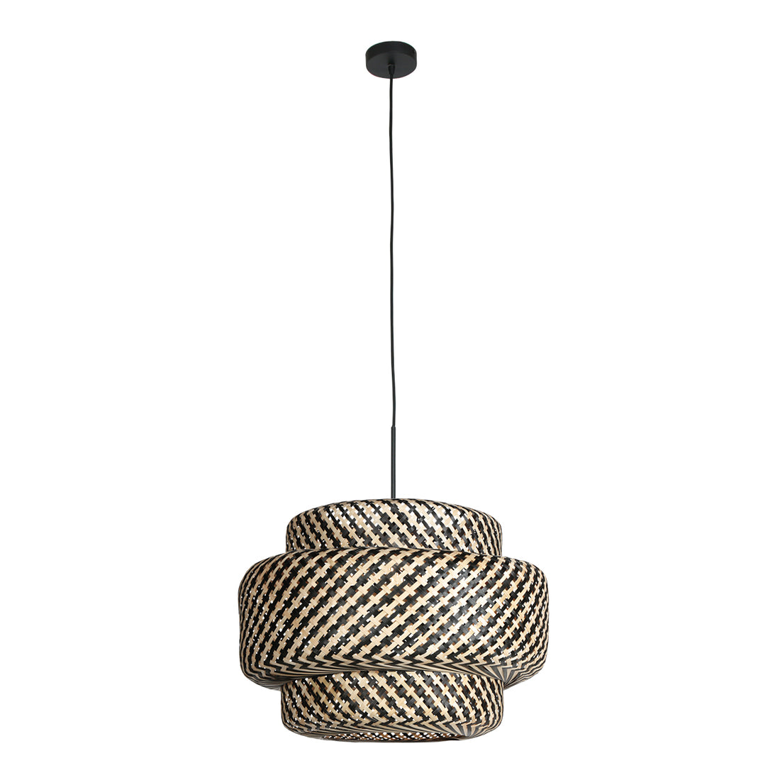 Two-tier woven wicker pendant light, lampshade Ø 53 cm | Maleo