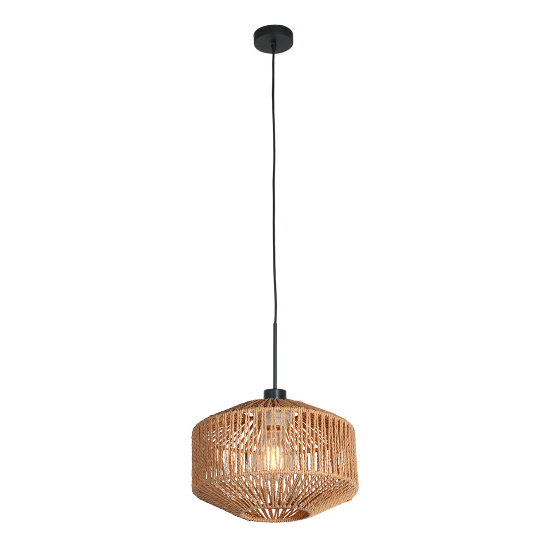 Open-weave rope pendant light Ø 23 cm, natural braided lampshade | Séram
