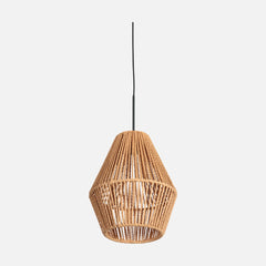 Beige braided cord pendant light, diabolo lampshade Ø 20 cm | Nima