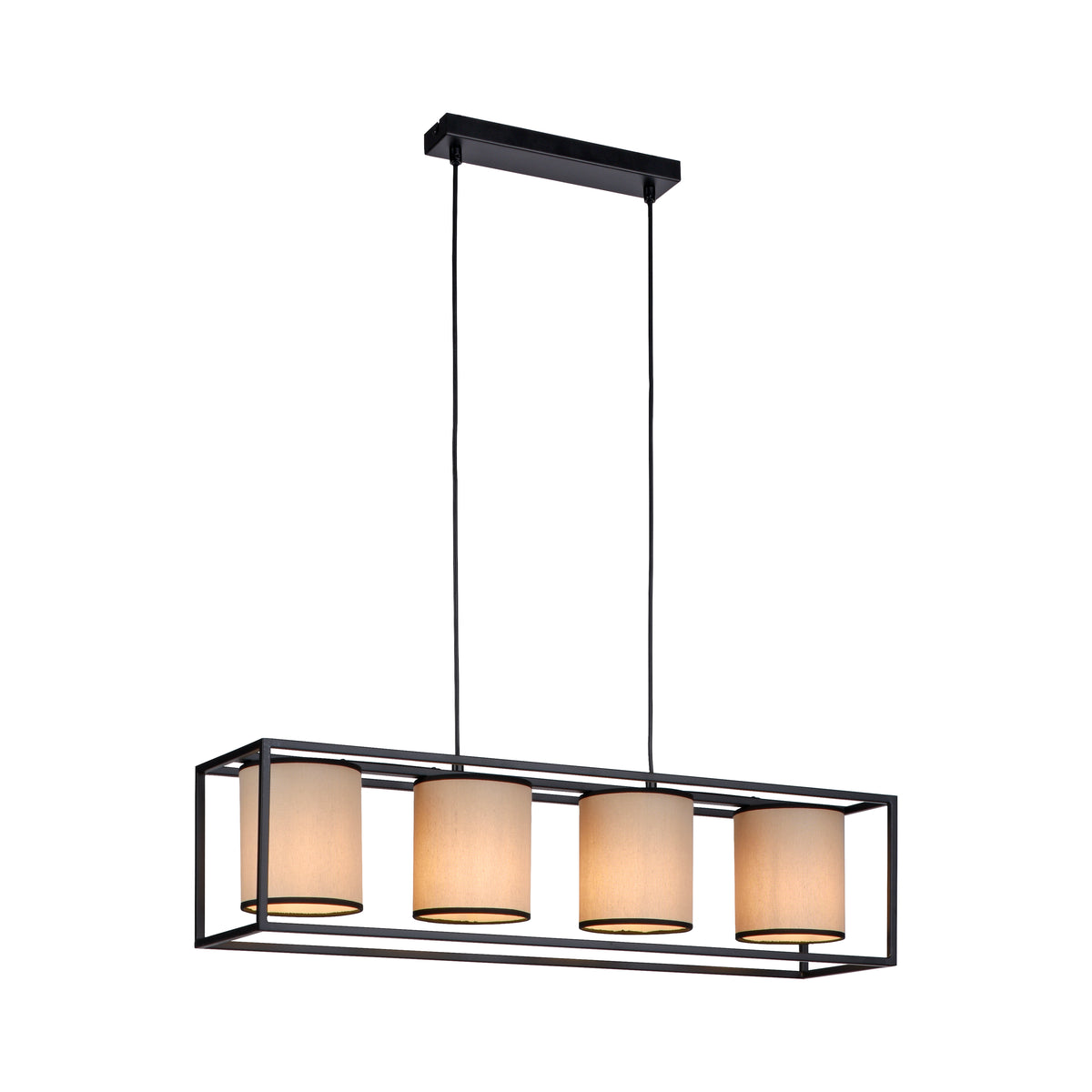 Suspension Raven 4 lumières beige et noire