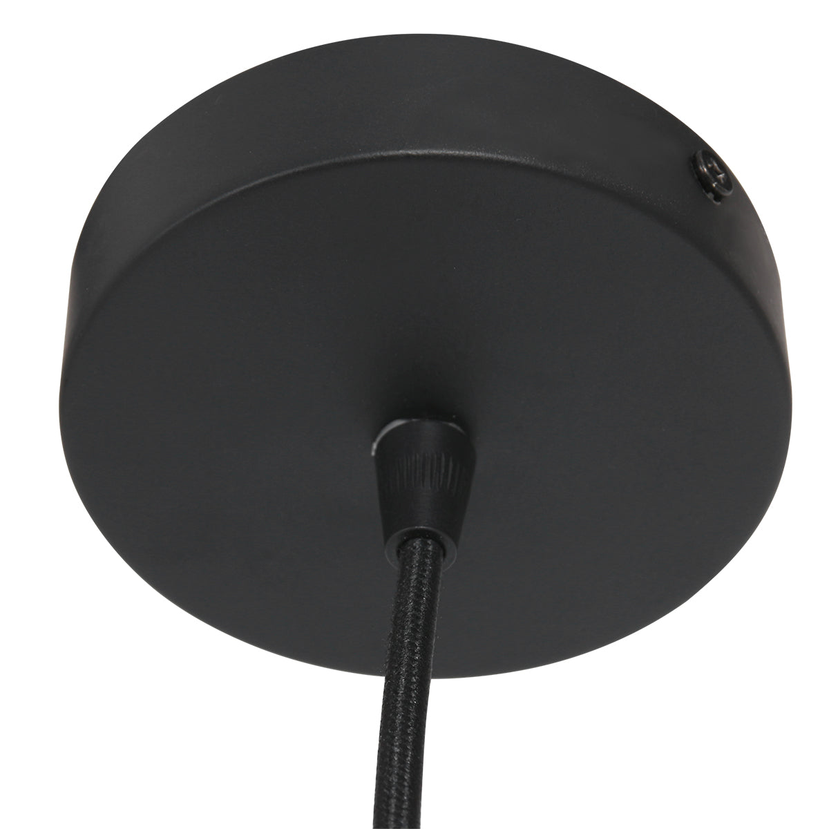 Cache-fil et cordon noir mat de la suspension en tissu blanc Velina – Designix.fr