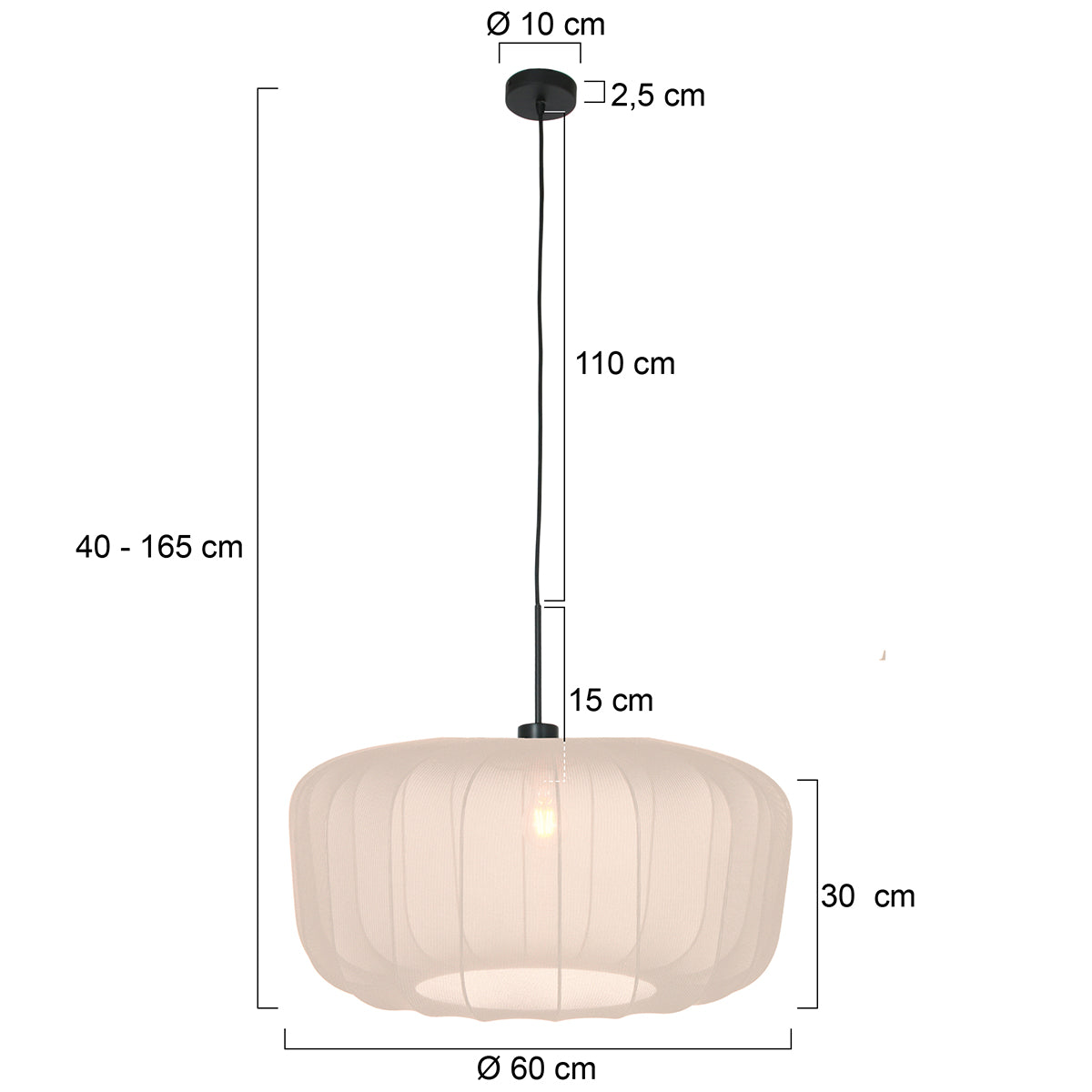 Schéma de montage de la suspension en tissu Velina – Designix.fr
