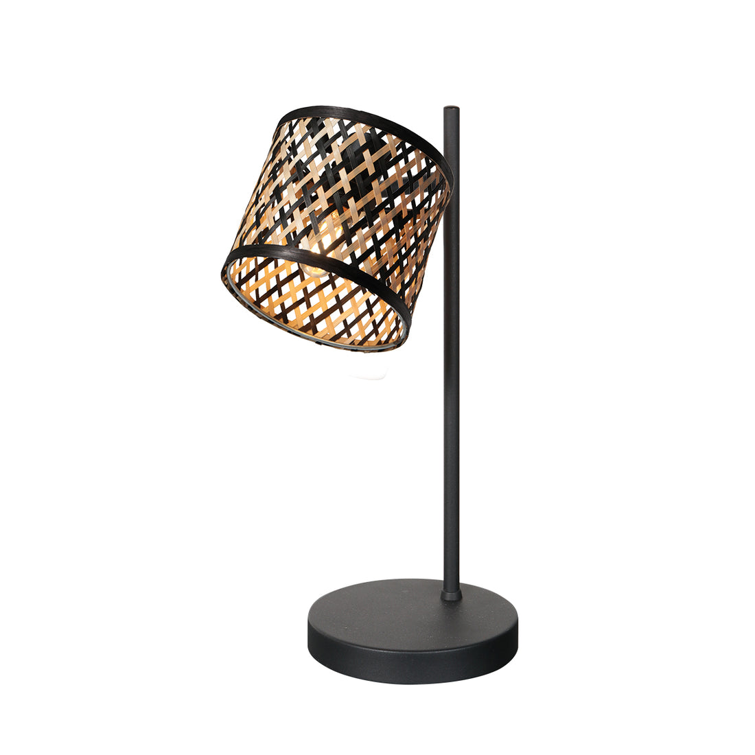 Bamboo reading bedside lamp, adjustable black & natural head | Java