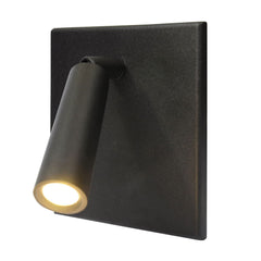 Applique murale LED BL1 en acier, noir, hauteur 12,1 cm, 3000 K, 3 W, largeur 12,1 cm, 40°