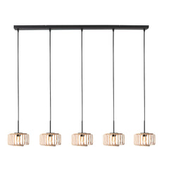 HaloSwap 4527ZW pendant light – natural simplicity with five bamboo lampshades