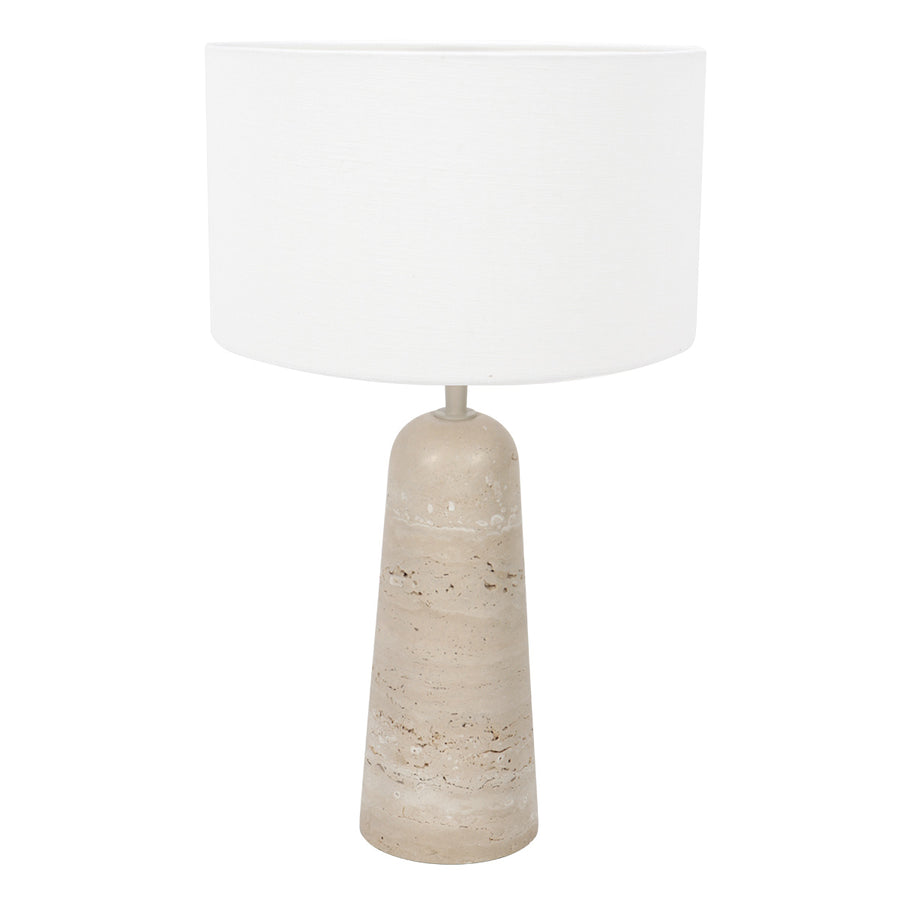 Lampe de chevet en travertin Travino, packshot de face sur fond clair