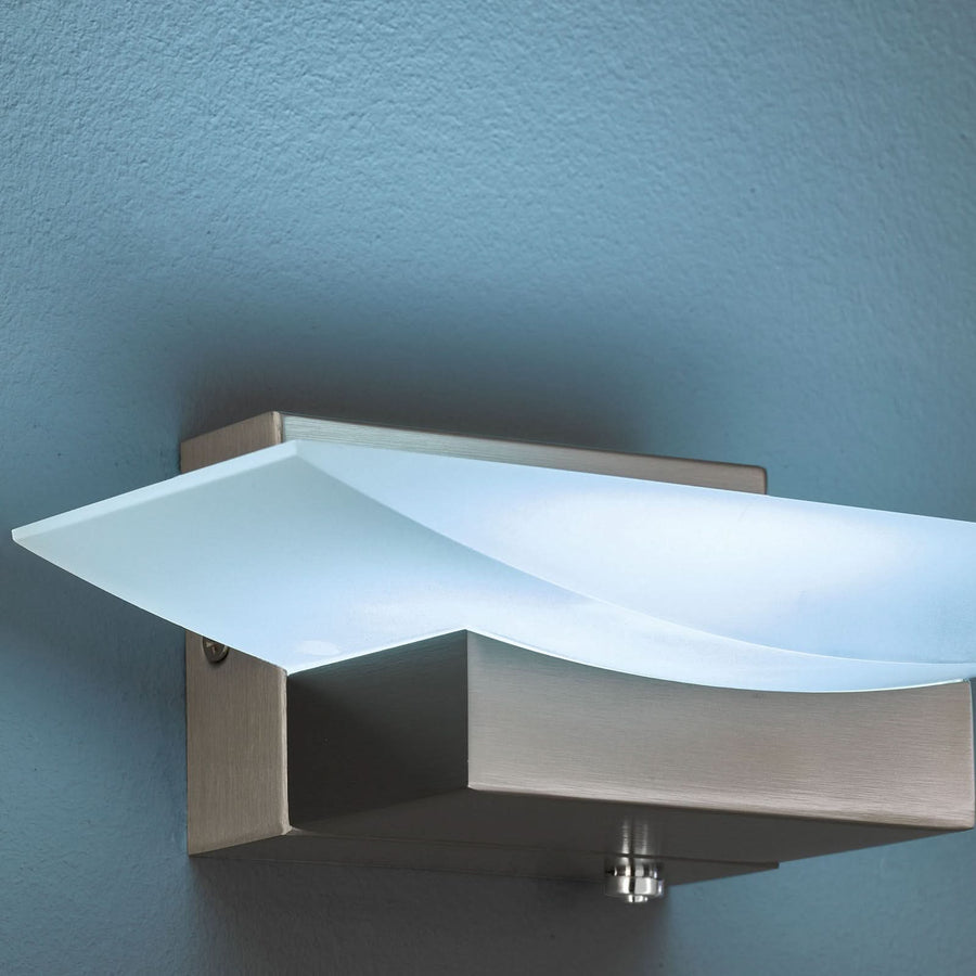 Applique murale LED Bowl TW en métal, nickel mat et blanc, hauteur 7 cm