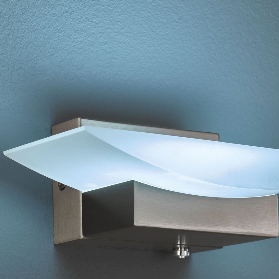Applique murale LED Bowl TW en métal, nickel mat et blanc, hauteur 7 cm
