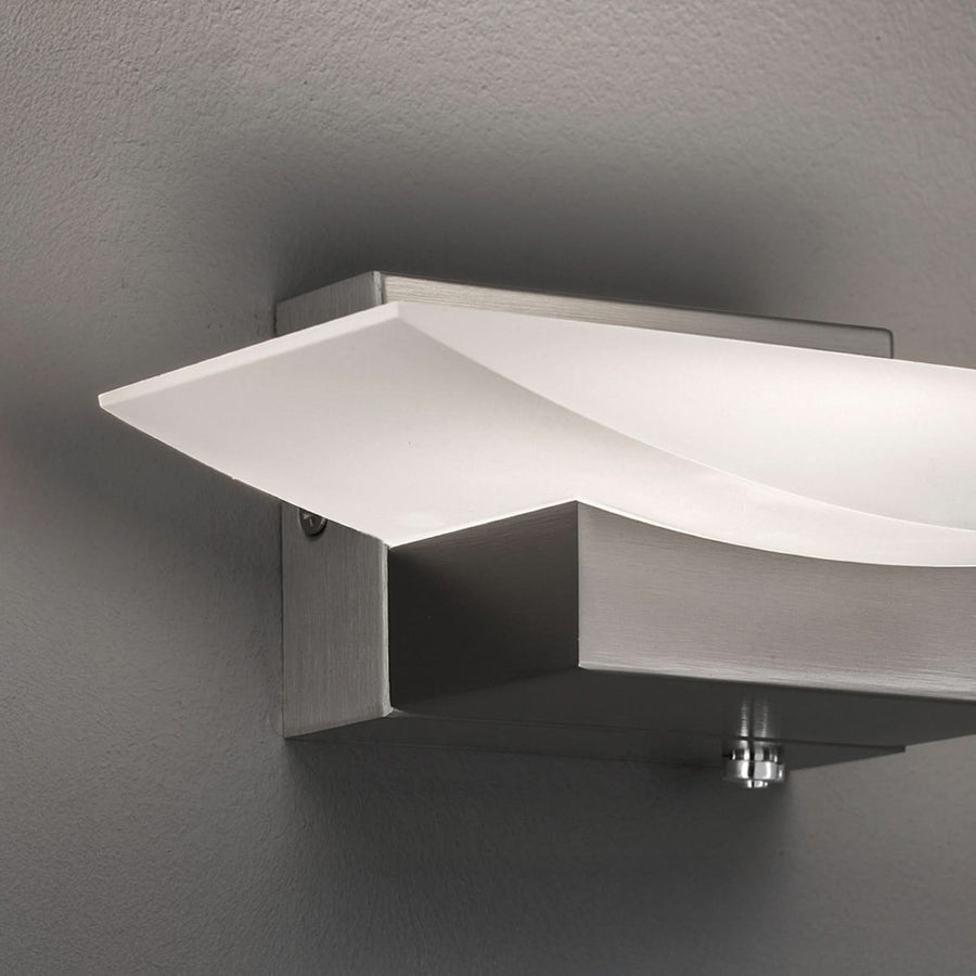 Applique murale LED Bowl TW en métal, nickel et transparent satiné, hauteur 6 cm