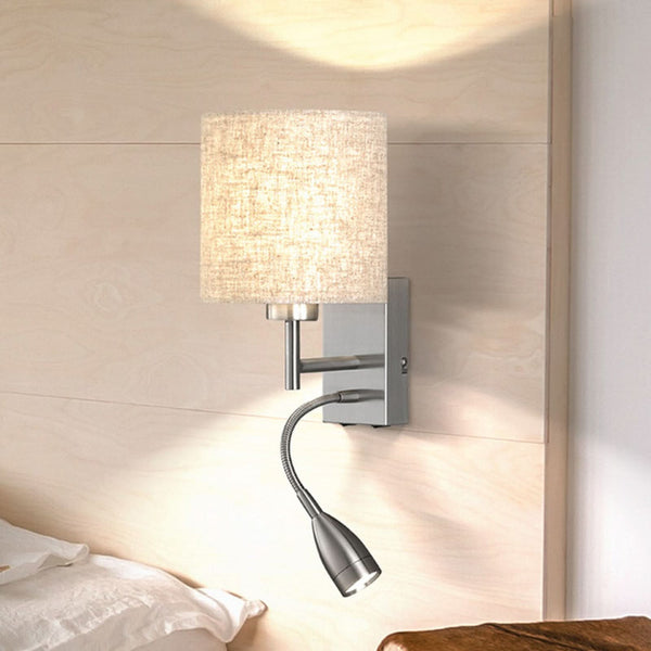 Applique murale Dreamer en lin, nickel mat et sable, hauteur 20 cm