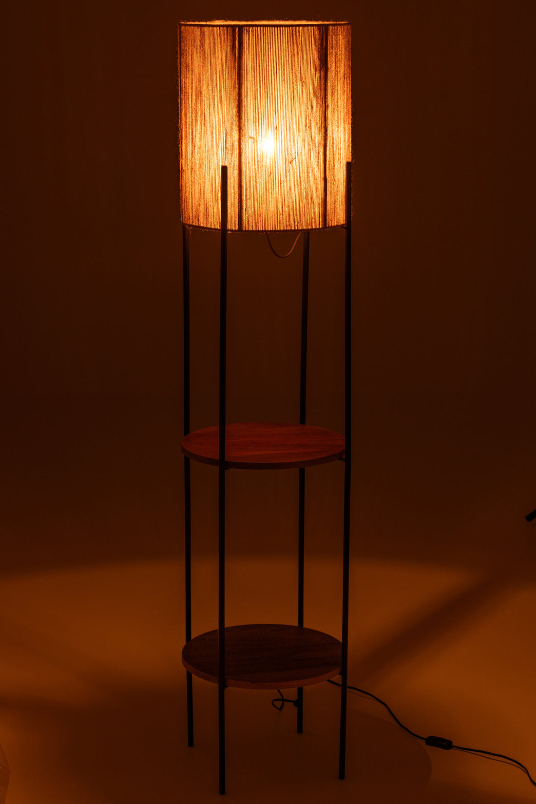 Black Mango Wood Floor Lamp