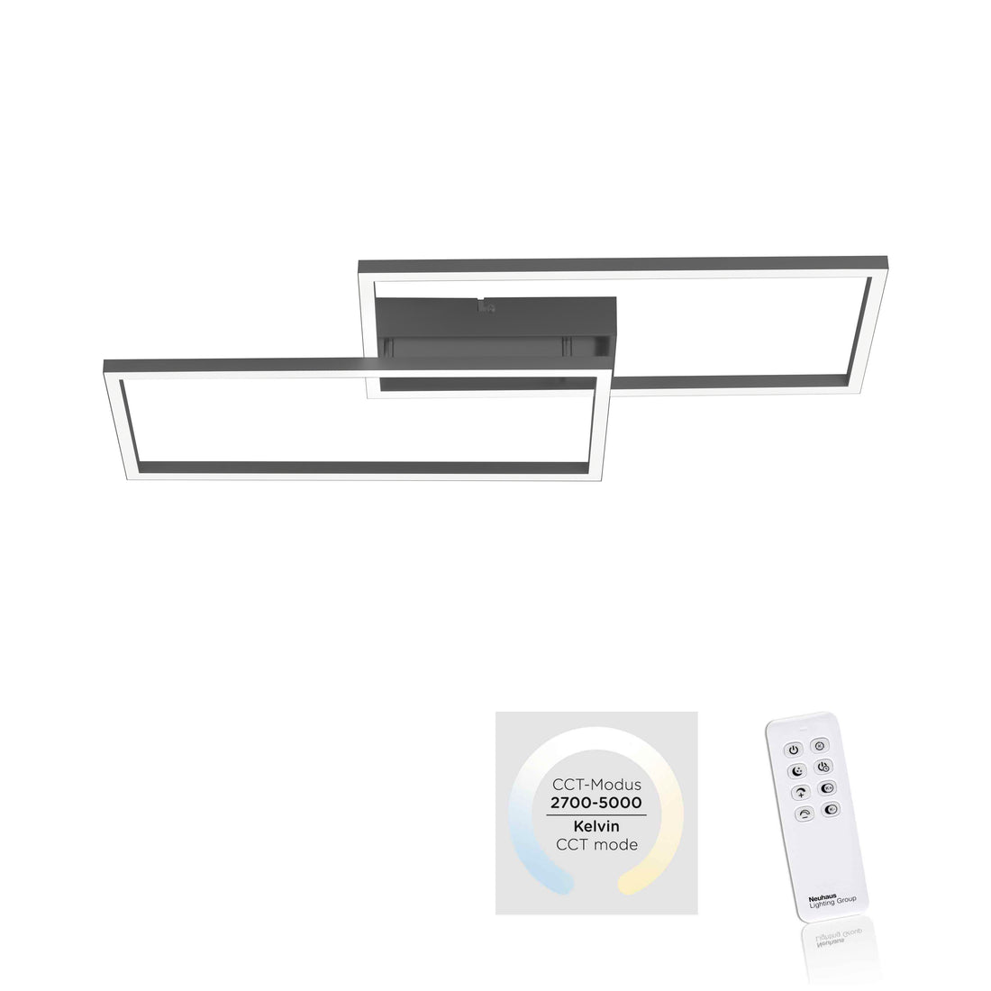 Plafonnier Iven noir, L 60,5 cm