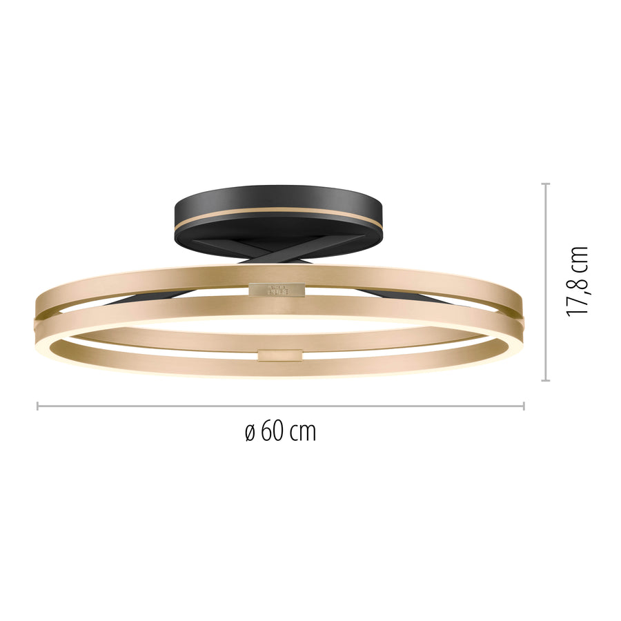 Plafonnier Pure Loop noir et laiton