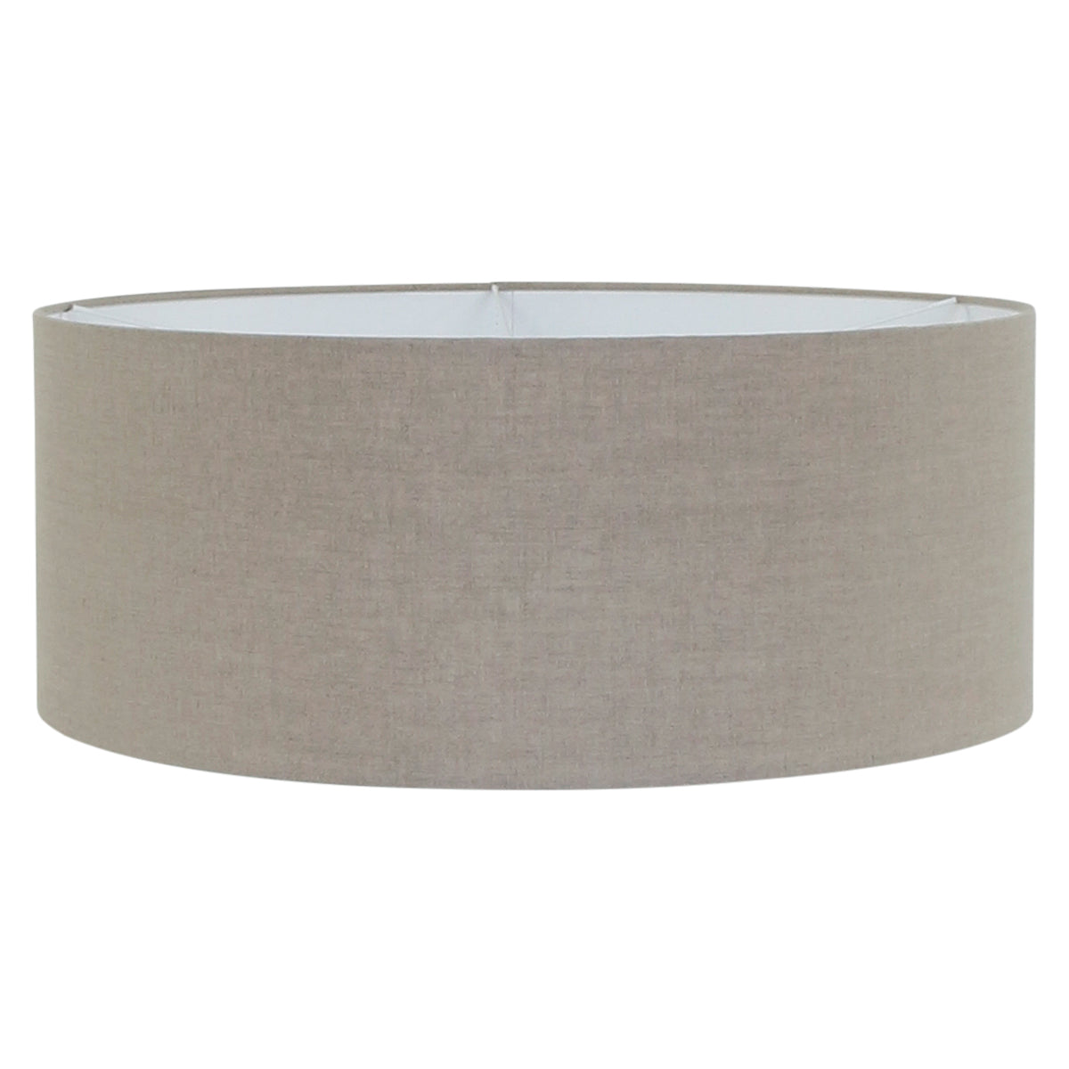 Abat-jour en lin taupe Ø 48 cm du lampadaire arc doré Aréa, doublure blanche – Designix.fr