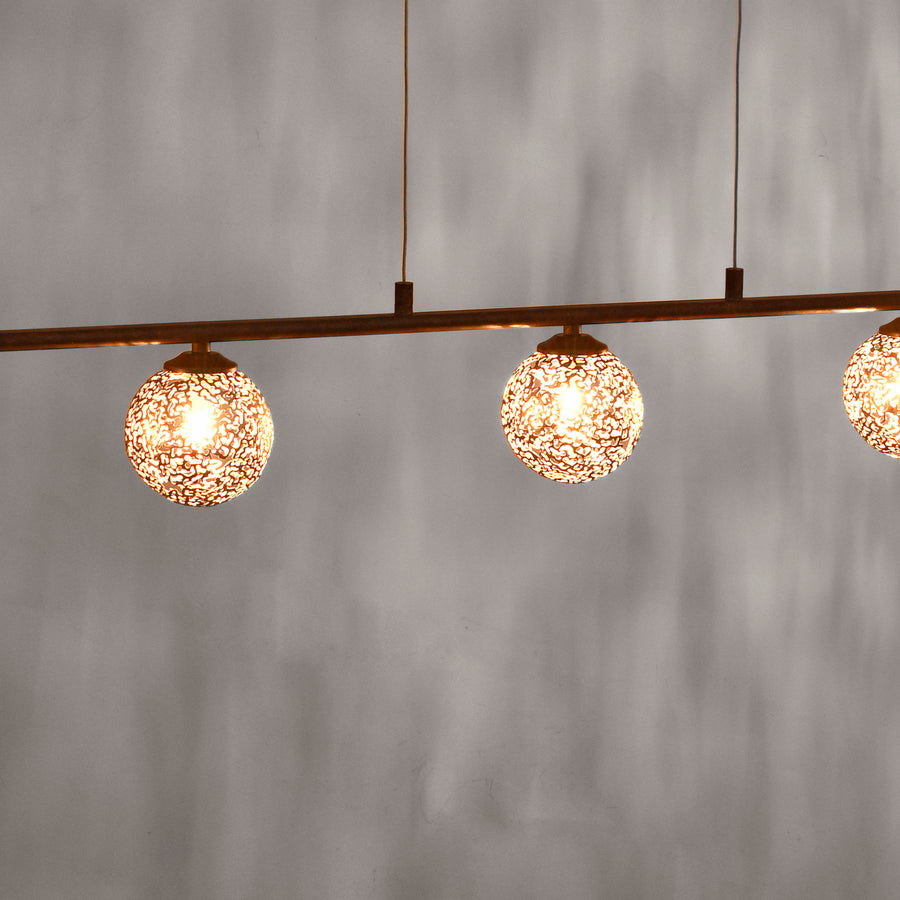 Suspension Greta 5 lumières marron et dorée
