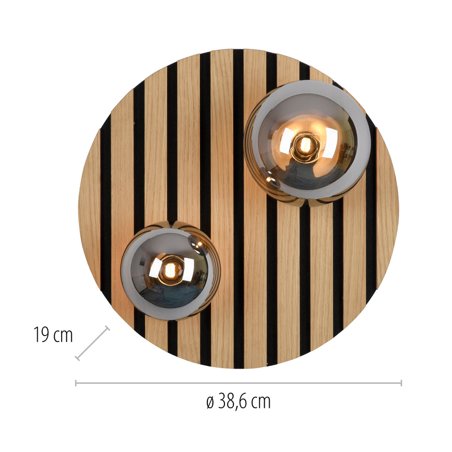 Plafonnier Green Stika 2 lumières bois