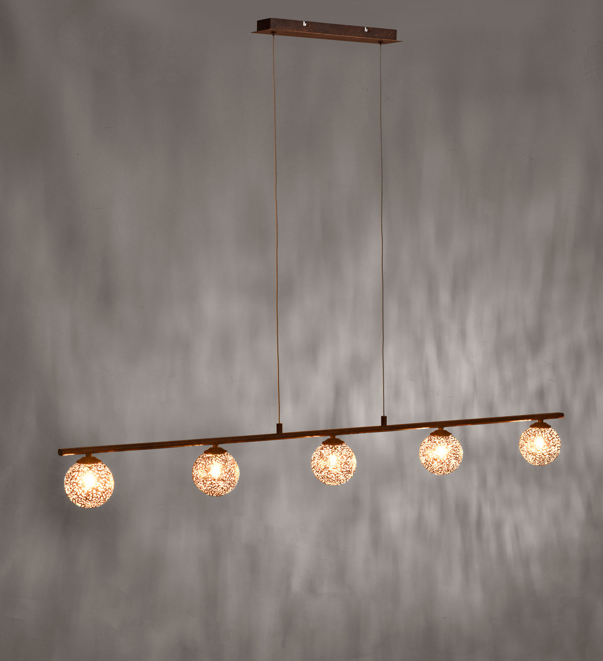 Suspension Greta 5 lumières marron et dorée