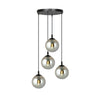 Cosmo 4-light pendant, black, graphite glass