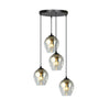 Istar 4-light pendant, black, graphite glass