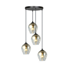 Istar 4-light pendant, black, graphite glass