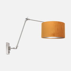 Gold reading wall lamp, velvet lampshade & steel articulated arm | Prestige Chic