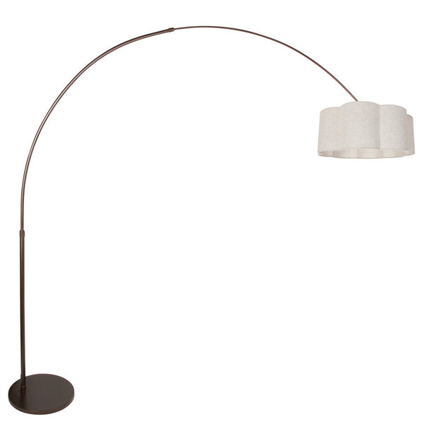 Lampadaire FloraWave marron, arc, abat-jour crème clair Ø50 cm