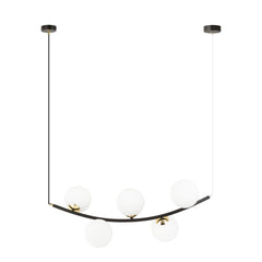 Ritz 5-light pendant, black, opal glass