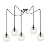 Gigi 5-light pendant, black, clear glass