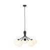 Nova 5-light pendant, black, opal glass
