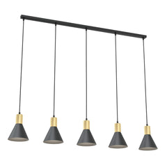 Rosa black pendant lamp, 5 lights