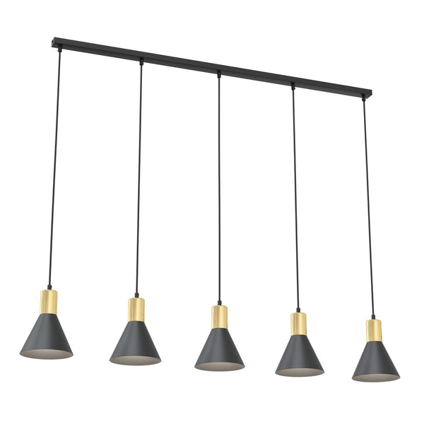 Rosa black pendant lamp, 5 lights