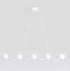 Sinus 5-light chandelier, white, opal glass