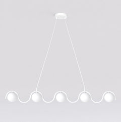 Sinus 5-light chandelier, white, opal glass