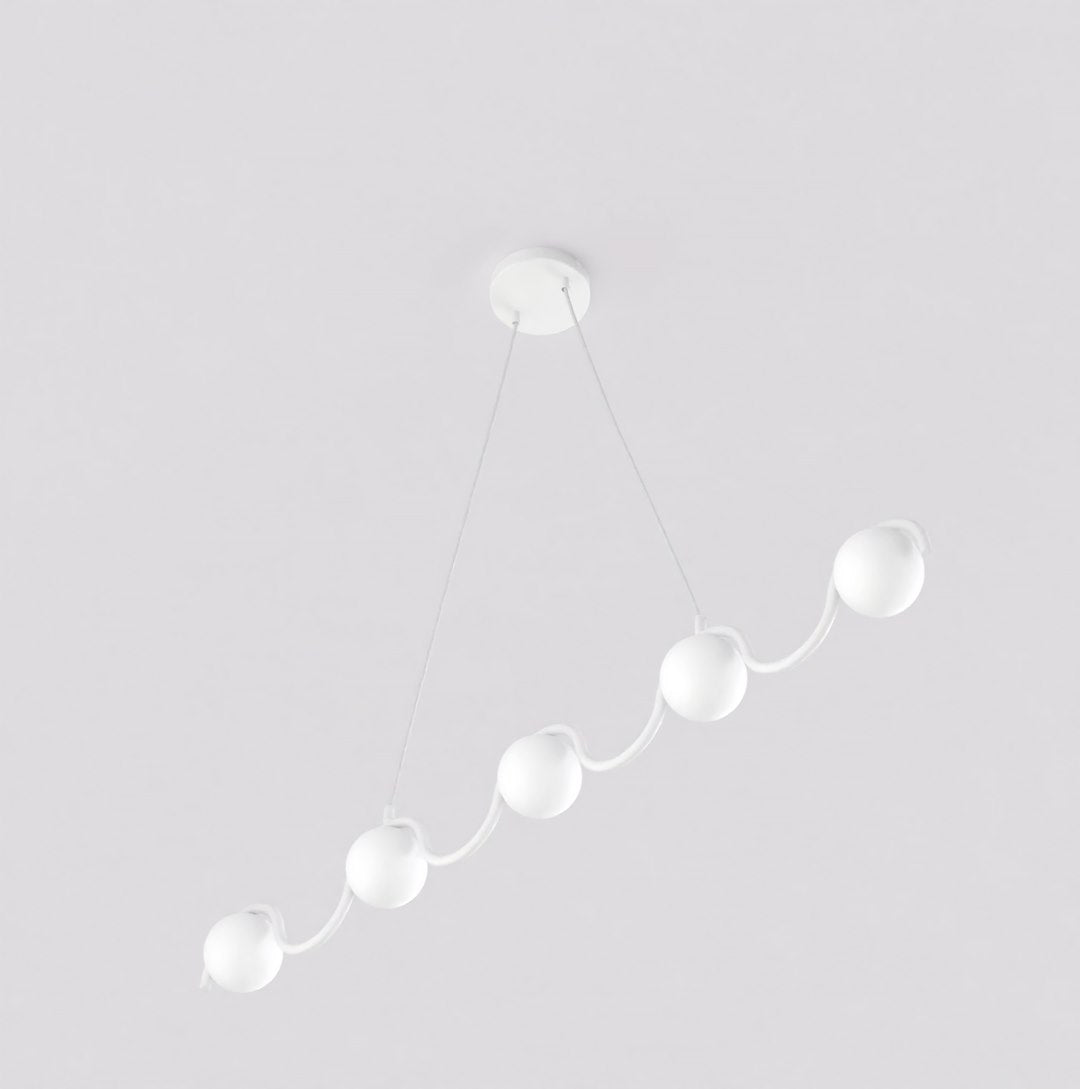Sinus 5-light chandelier, white, opal glass