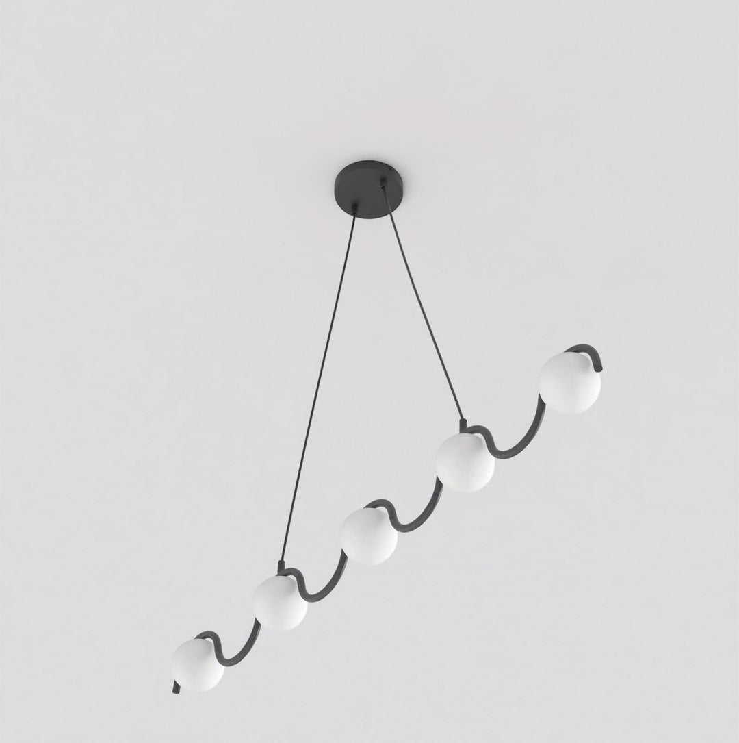 Black Sinus pendant light, opal glass