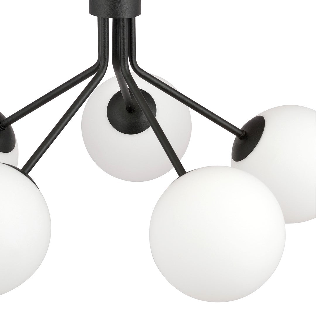 Nova 5-light pendant, black, opal glass