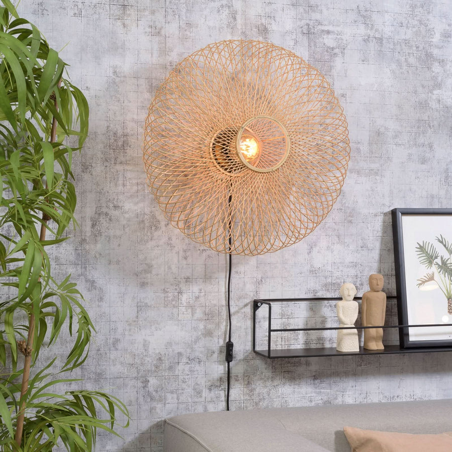 Applique murale Cango en bambou, crème, Ø 60 cm