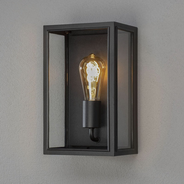 Applique d'extérieur Carpi en verre, noir et transparent, hauteur 30 cm, IP44