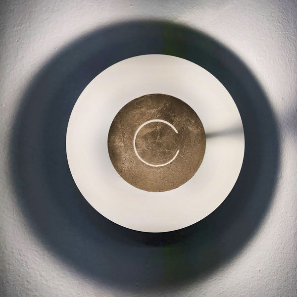 Applique murale LED DoppioZero en acier, blanc et bronze, Ø 30 cm