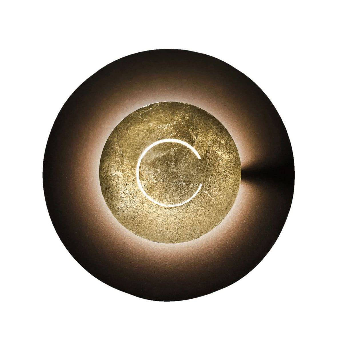 Applique murale LED DoppioZero en acier, marron foncé et feuille d'or, Ø 30 cm