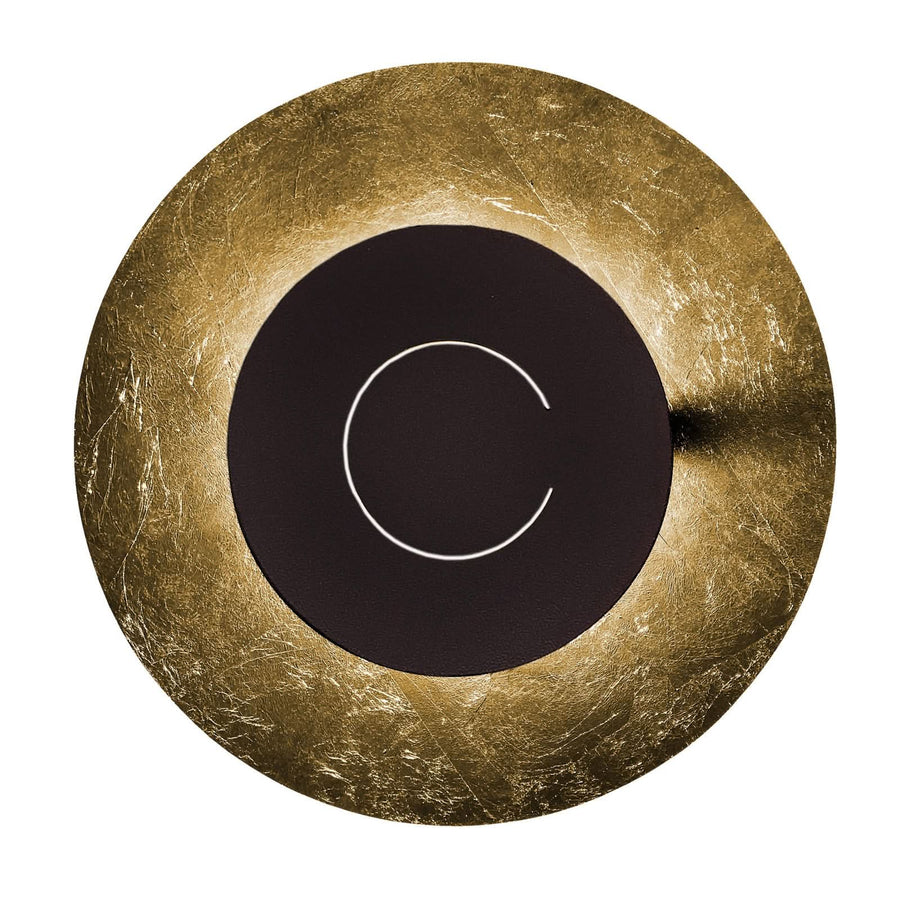 Applique murale LED DoppioZero en acier, feuille d'or et marron foncé, Ø 30 cm