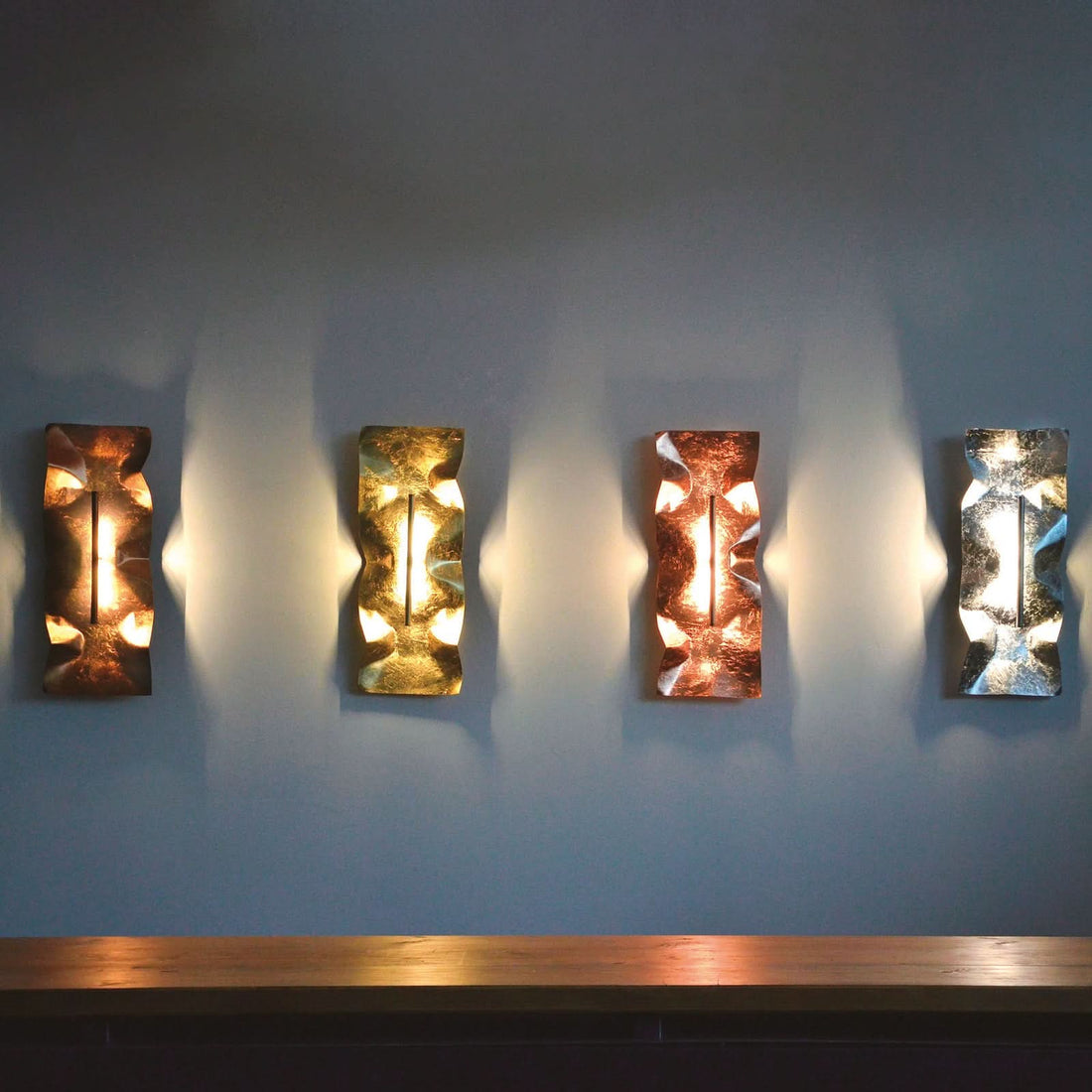 Applique murale LED Crash Tube en acier, feuille de cuivre, hauteur 60 cm