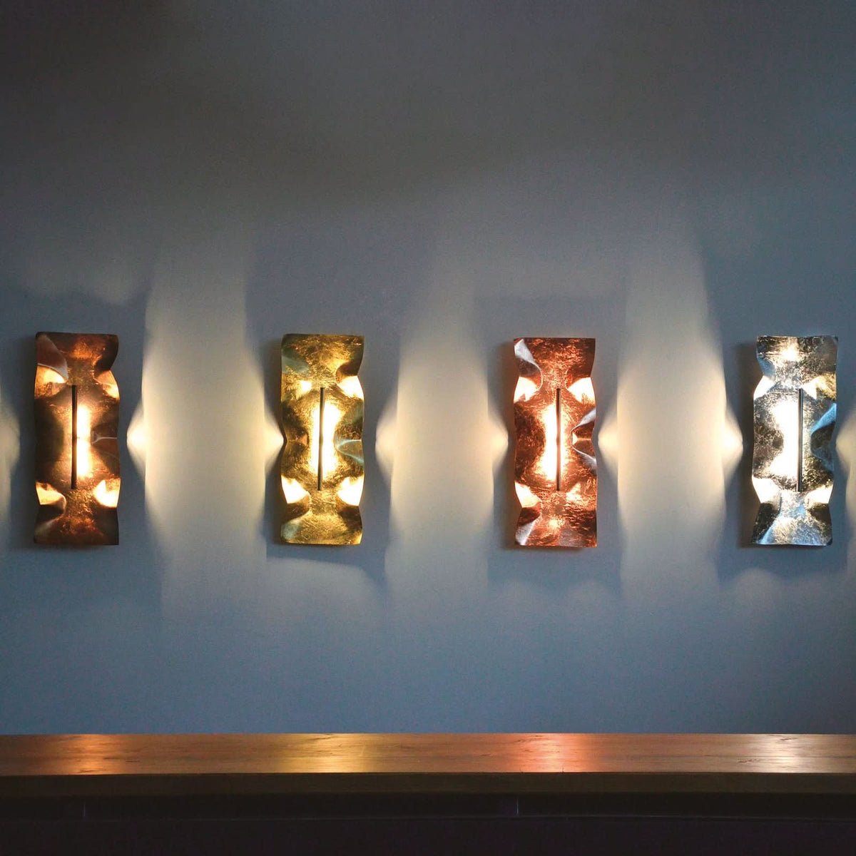 Applique murale LED Crash Tube en acier, feuille de cuivre, hauteur 60 cm